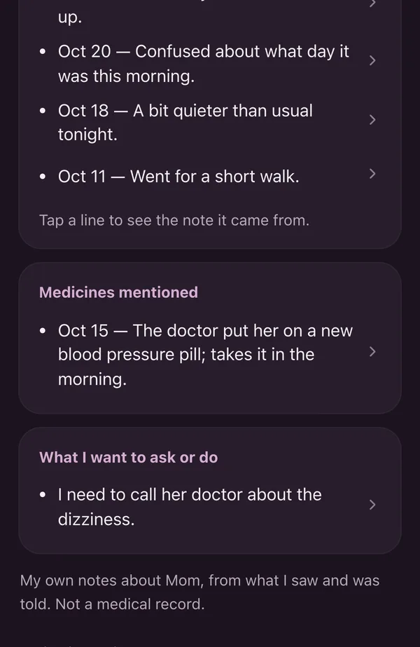 Visit notes: Medicines mentioned, with the date the doctor started a new blood pressure pill.